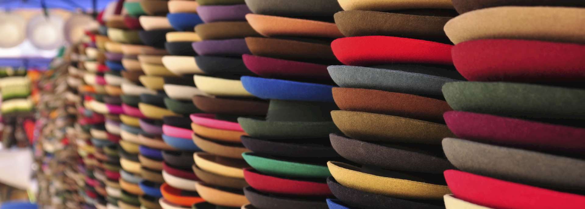 Andean hats in the market in Otavalo