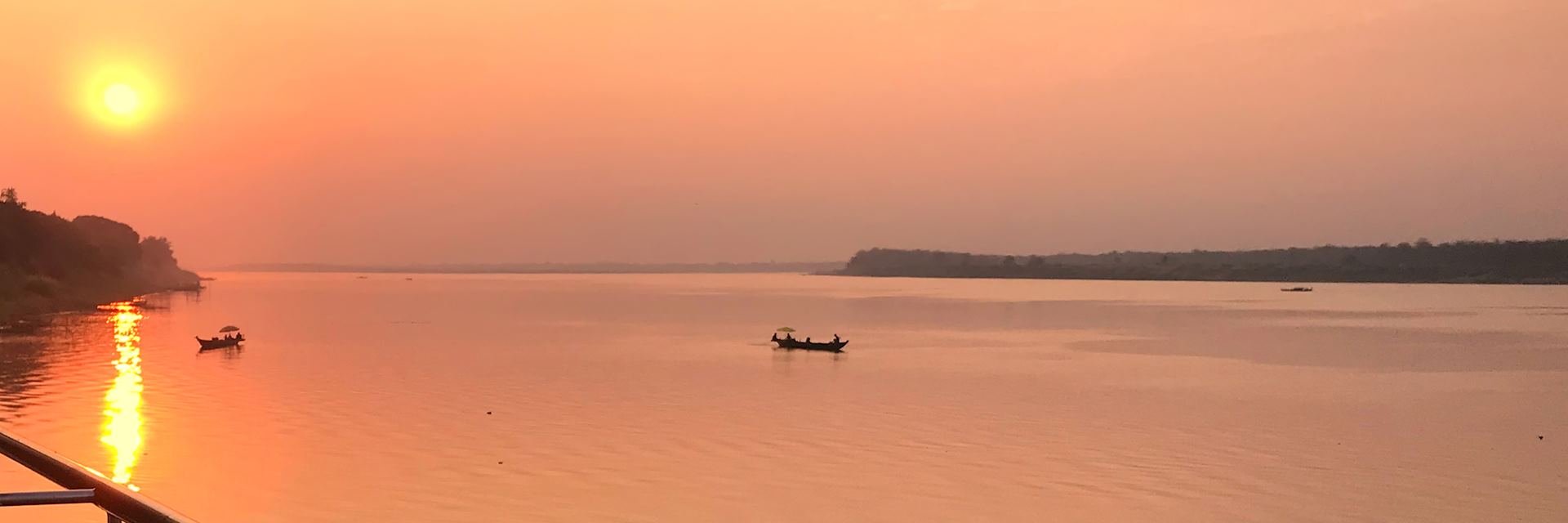 Cruising on the Mekong River at sunset