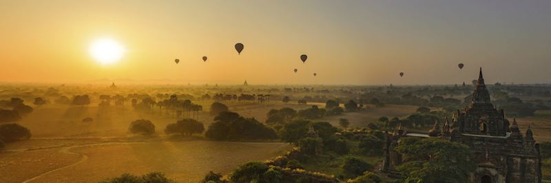 Balloons over Bagan at sunrise