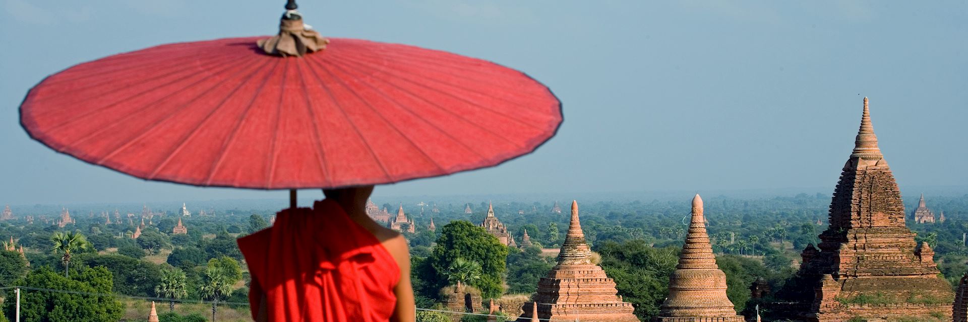 Monk looking out over Bagan's temples