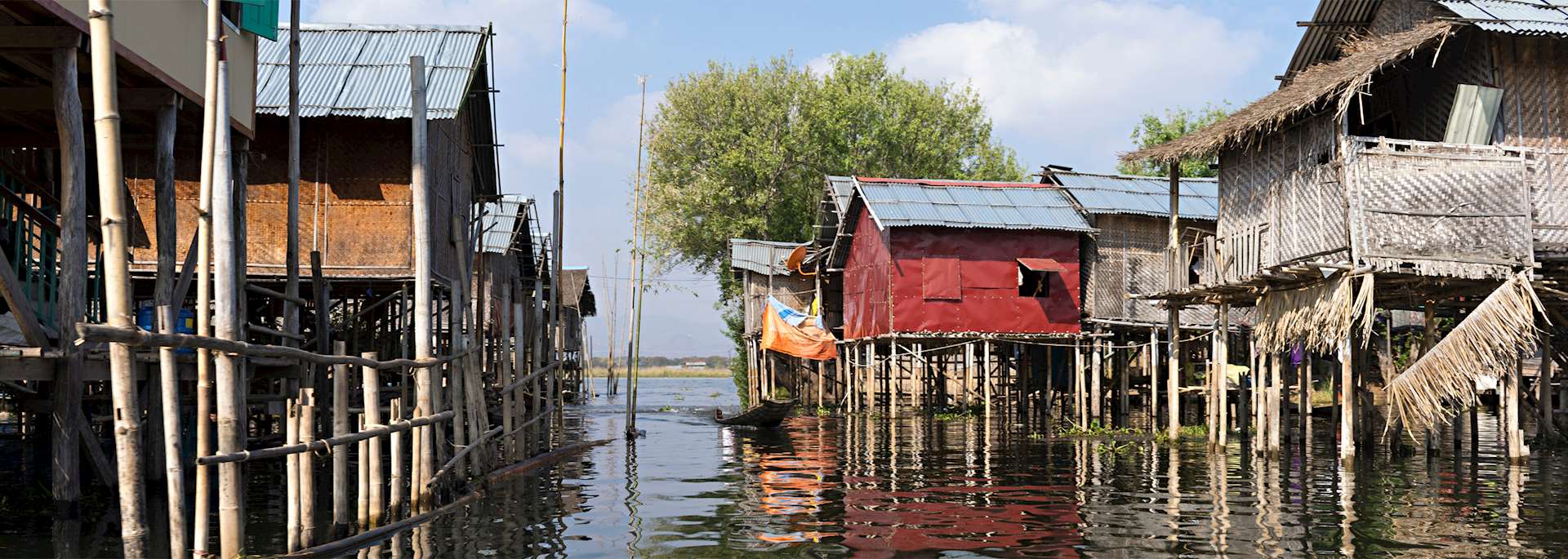 Wooden houses on the water in Nyaung Shwe