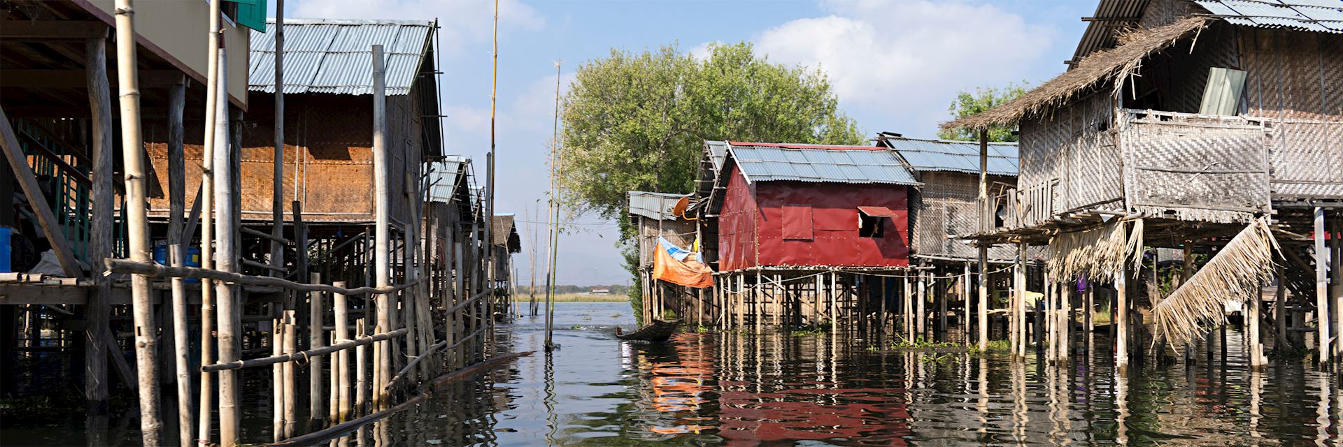 Wooden houses on the water in Nyaung Shwe