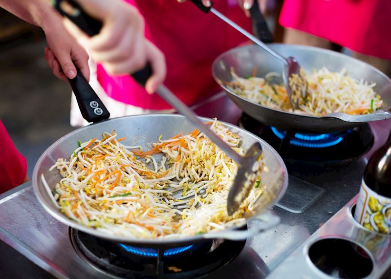 Cooking spring rolls, Chiang Mai