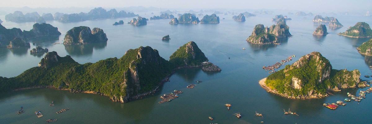 Seaplane flight over Halong Bay
