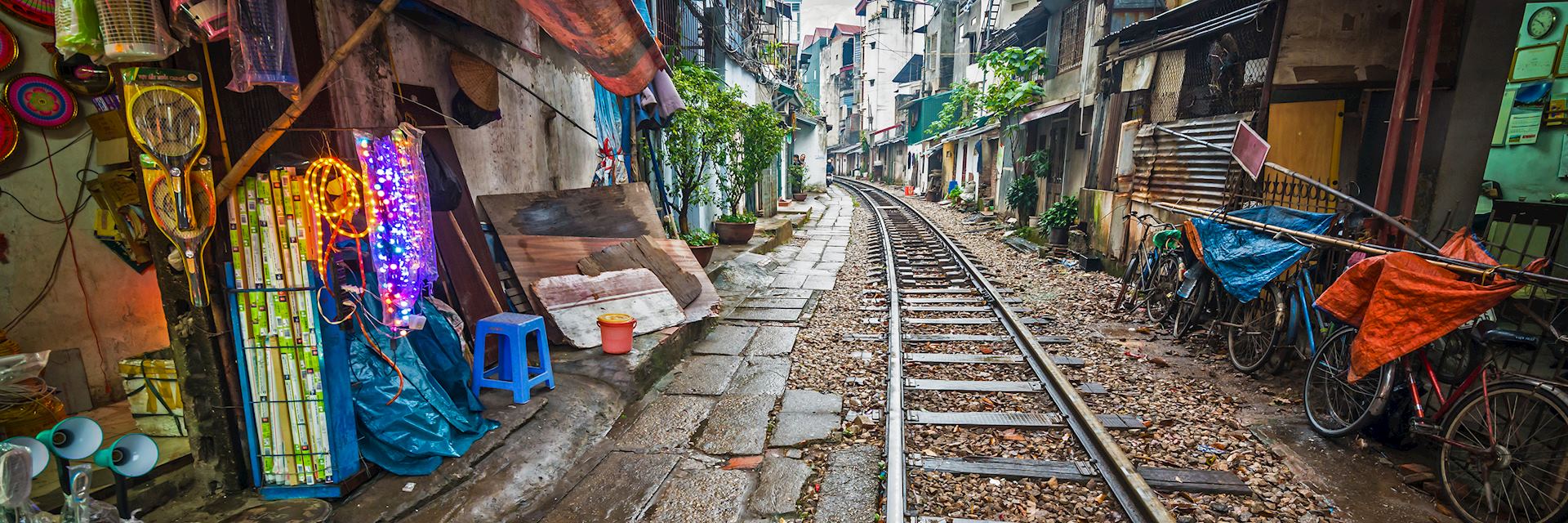 Rail line running through part of Hanoi