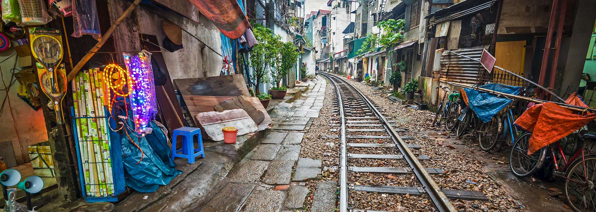 Rail line running through part of Hanoi