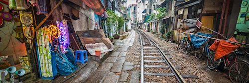 Rail line running through part of Hanoi