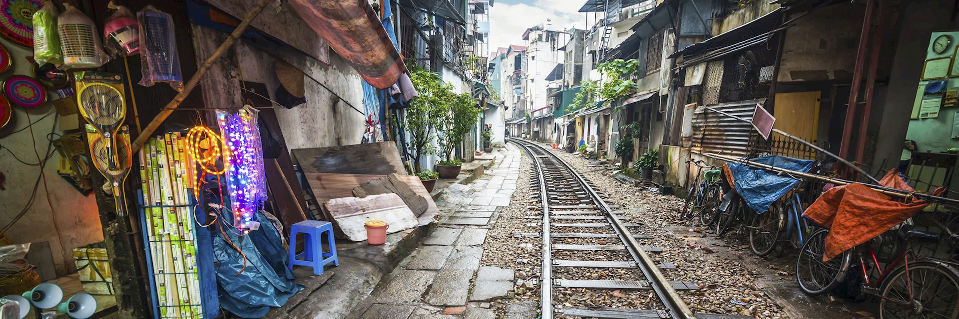 Rail line running through part of Hanoi