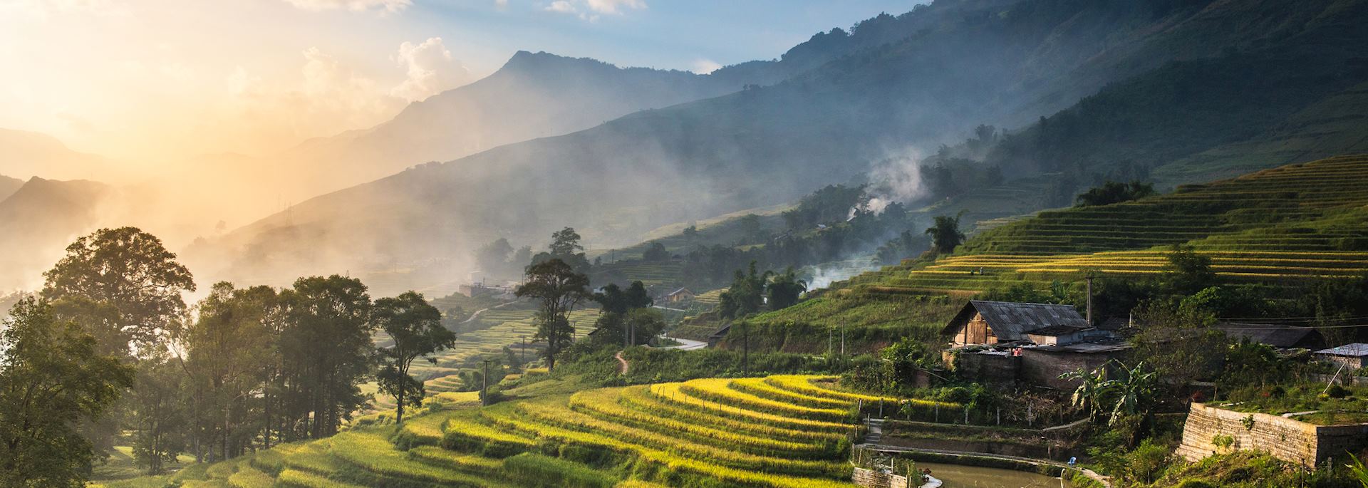 Sunrise over the rice fields in Sapa