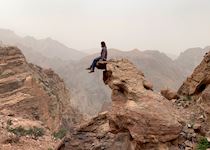 Bradley hiking from Little Petra to Petra, Jordan