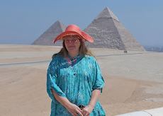 Brigitte exploring the pyramids at Giza, Egypt