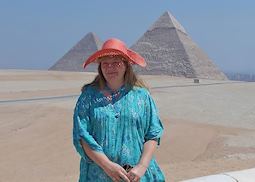 Brigitte exploring the pyramids at Giza, Egypt
