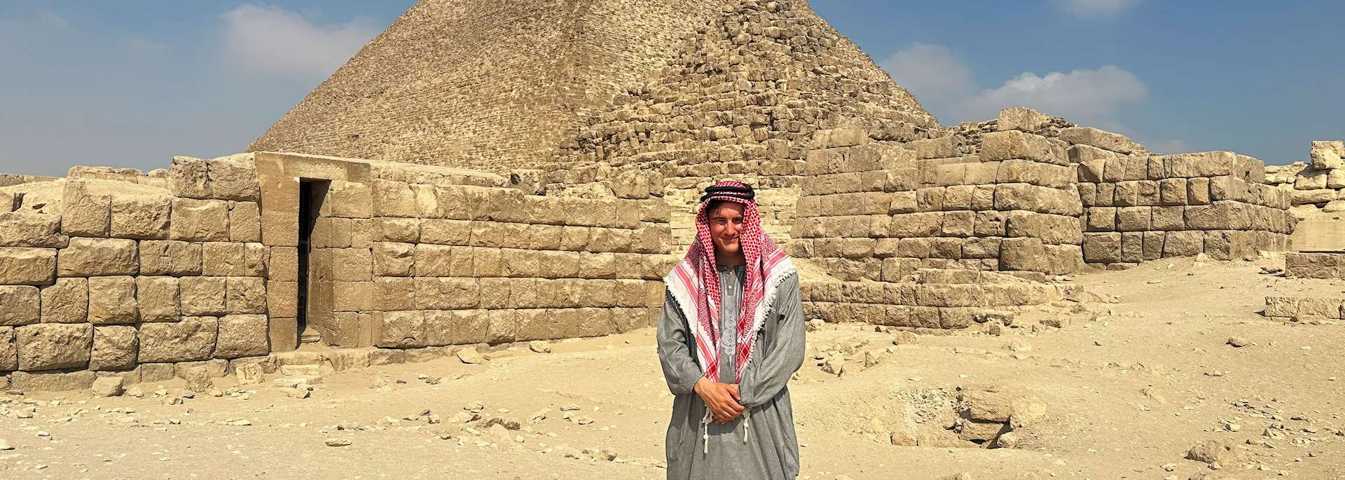 Cameron at the Pyramids of Giza, Egypt