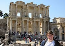 Clair taking in the ancient ruins of Ephesus, Turkey