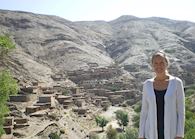 Emma looking out over a Amazigh village, High Atlas Mountains, Morocco