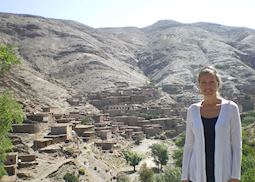 Emma looking out over a Amazigh village, High Atlas Mountains, Morocco