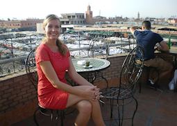 Emma in Djemaa El Fna square, Marrakesh, Morocco