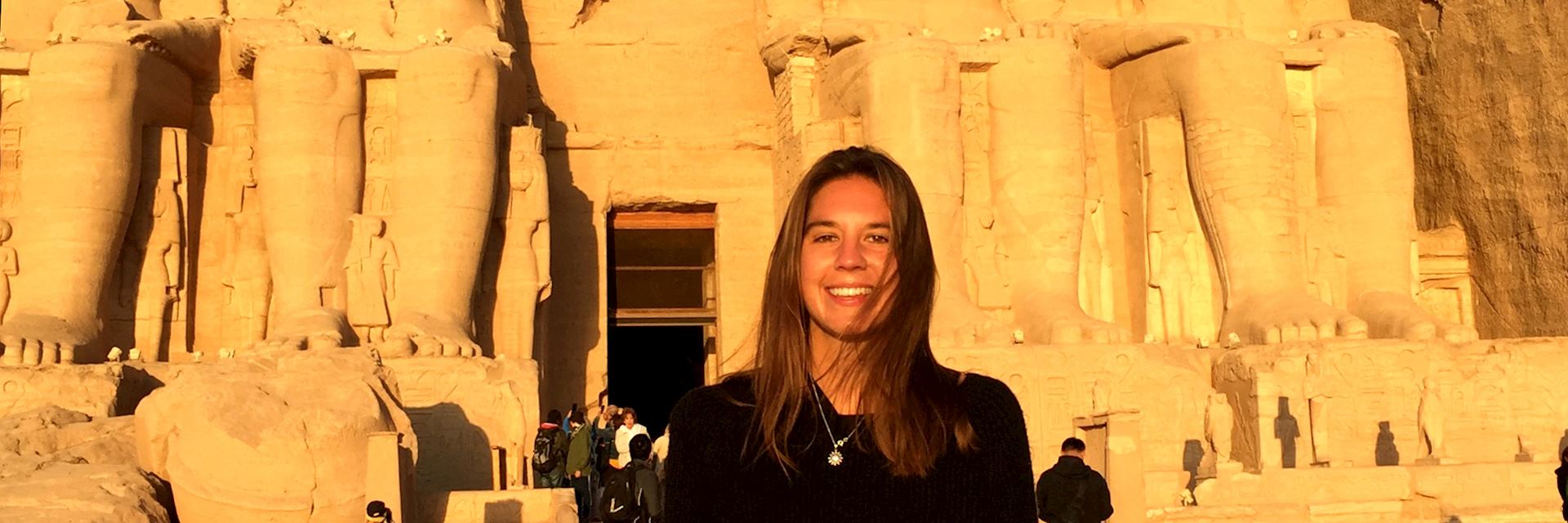 Millie visiting Abu Simbel, Egypt