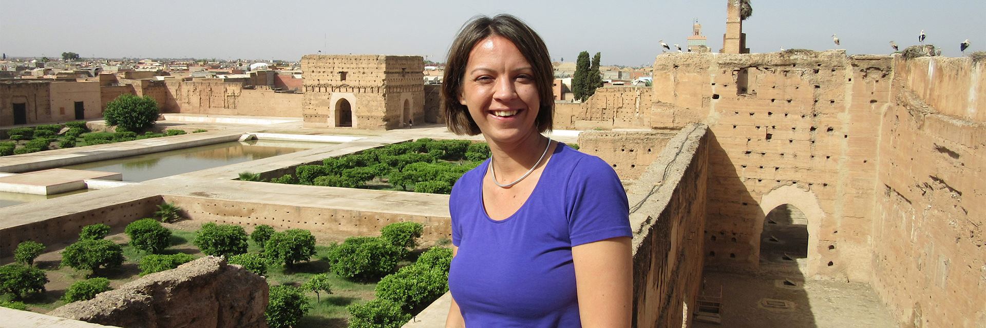 Sarah at the Badia Palace, Marrakesh, Morocco
