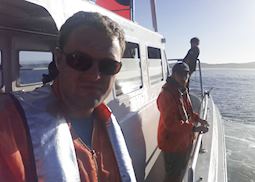 Andrew on a shark diving trip in Gansbaai, South Africa
