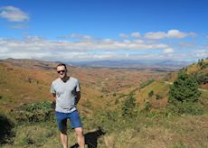 Andrew on the road just out outside Ambositra, Madagascar