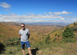 Andrew on the road just out outside Ambositra, Madagascar