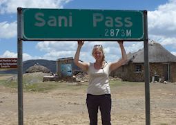 Anna at the top of the Sani Pass, South Africa