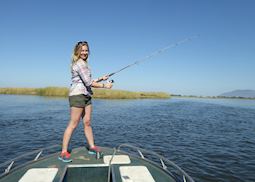 Anna on a fishing trip in the Lower Zambezi National Park in Zambia