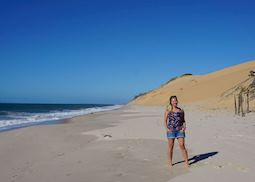 Anna exploring the dunes on Benguerra Island, Mozambique
