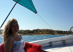 Anna on a boat cruise on Lake Malawi