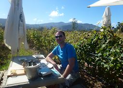 Anthony enjoying a spot of lunch at Bramon Wine Estate, The Crags, Plettenberg Bay
