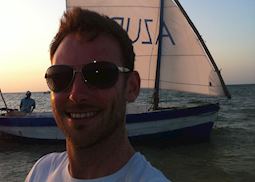Anthony disembarking from a dhow cruise around Benguerra Island, Mozambique