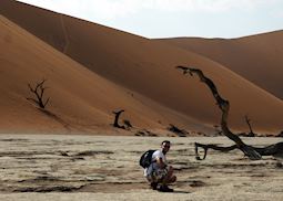 Anthony in one of the 'vleis' (valleys or pans) in Sossusvlei, Namibia