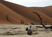 Anthony in one of the 'vleis' (valleys or pans) in Sossusvlei, Namibia