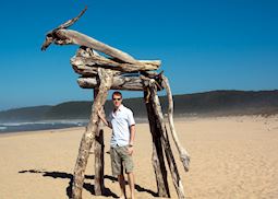 Chris on beach at Nature's Valley, a stretch of South Africa's famous Garden Route