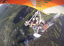 Harriet on a microlight flight over Victoria Falls, Zambia