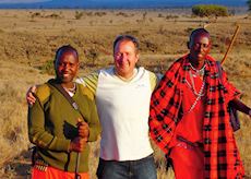 James with members of the Maasai in Lewa, Kenya