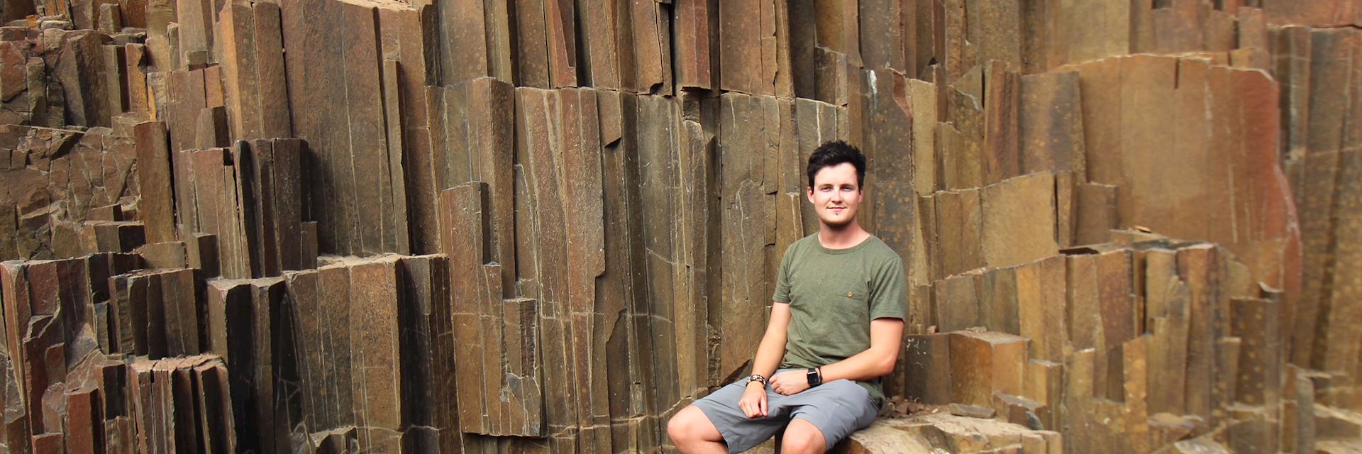 Joshua at the Organ Pipes, Twyfelfontein, Namibia
