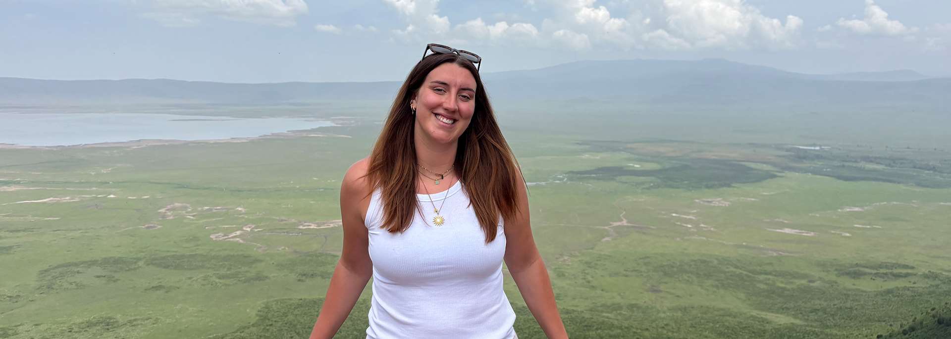Kathryn visiting the Ngorongoro Crater, Tanzania