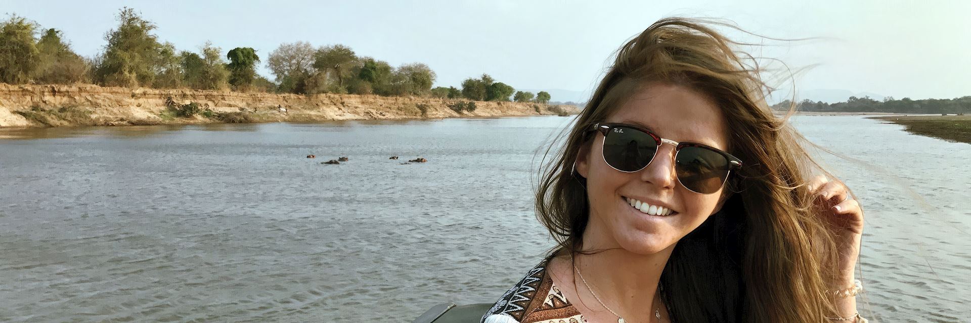 Louise on the Luangwa River, Zambia
