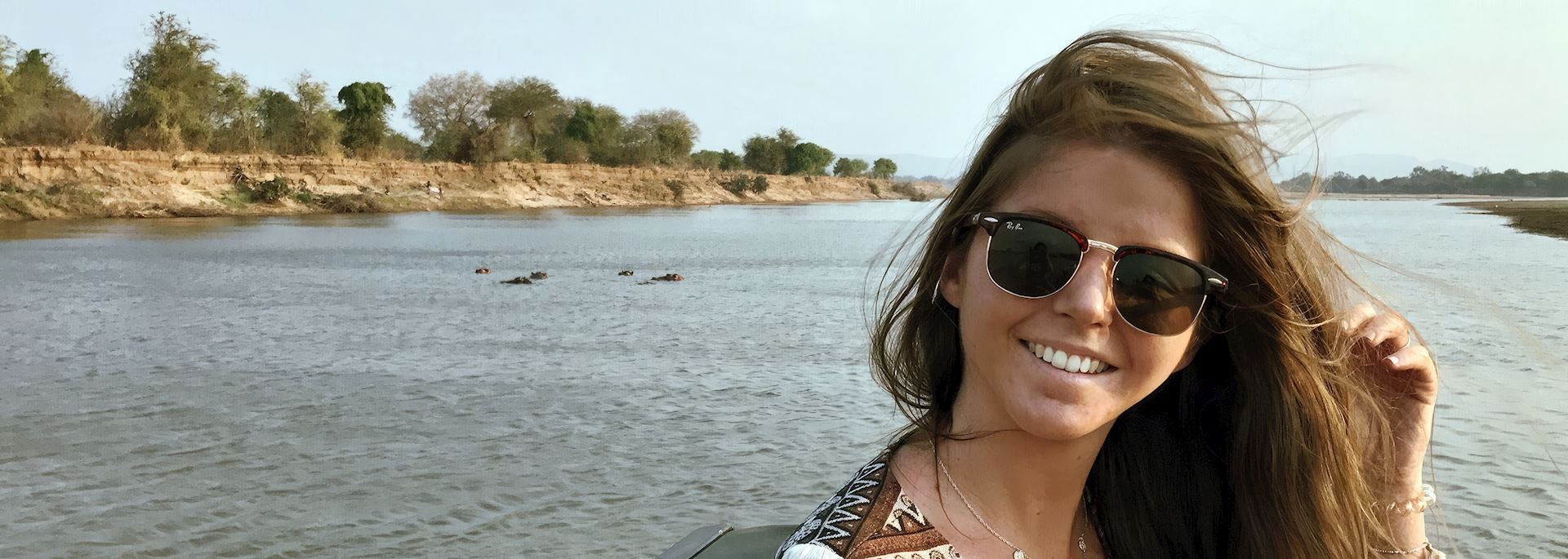 Louise on the Luangwa River, Zambia