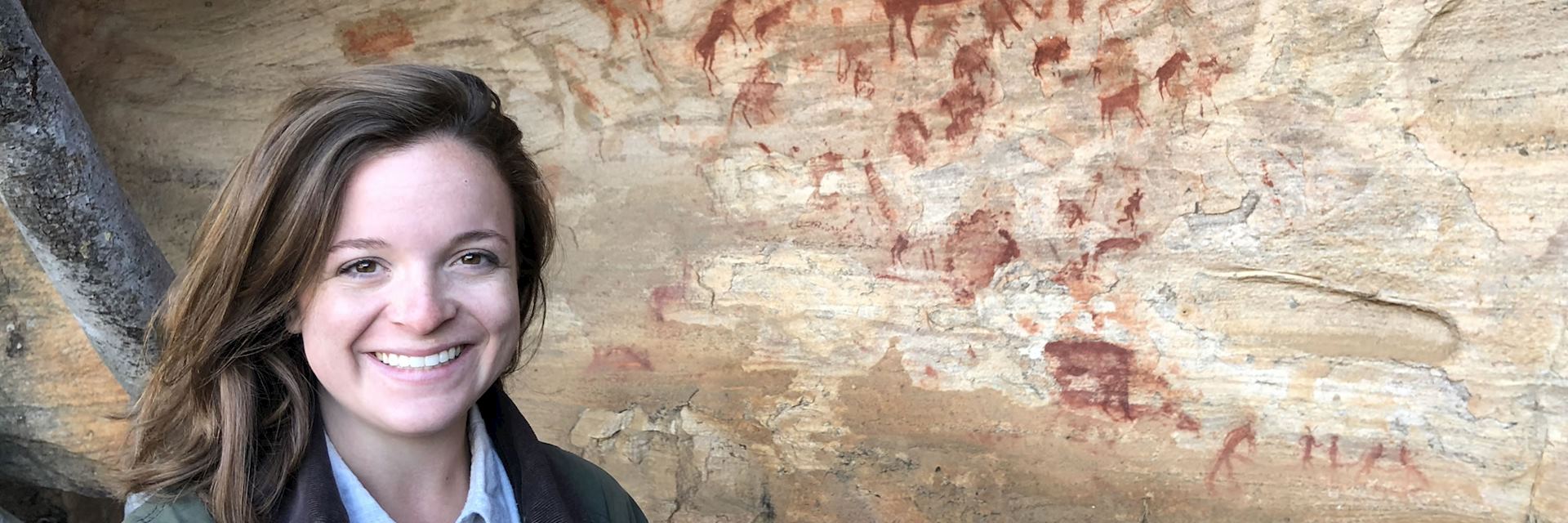 Margaret viewing Bushman cave paintings