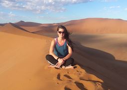 Philippa atop Dune 45, Namibia