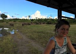 Philippa on a game drive in Chobe National Park, Botswana