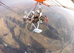 Philippa in a microlight over Victoria Falls, Zambia/Zimbabwe border