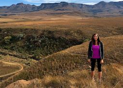 Roseanna hiking in the Drakensberg Mountains, South Africa