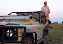 Russell enjoying sundowners in Kafue National Park, Zambia