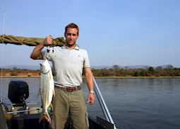 Russell fishing in the Lower Zambezi, Zambia
