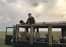 Toby on a game drive in Ol Pejata, Kenya