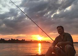 Tom fishing on the Rufiji River, Tanzania